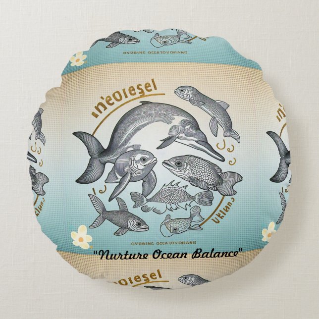 "Waves of Destruction" Round Cushion (Front)