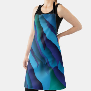 Waves of Different Colors of Blue to Green Apron