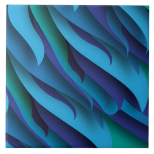 Waves of Different Colors of Blue to Green Ceramic Tile