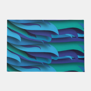Waves of Different Colors of Blue to Green Doormat
