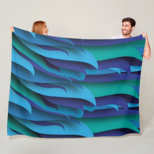 Waves of Different Colors of Blue to Green Fleece Blanket