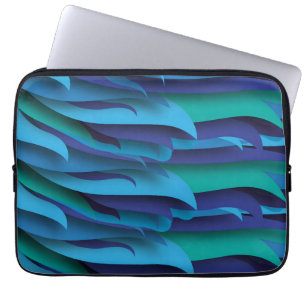 Waves of Different Colors of Blue to Green Laptop Sleeve