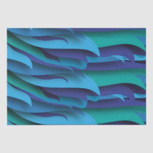 Waves of Different Colors of Blue to Green Tissue Paper