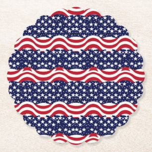 Waves of Freedom: Stars & Stripes Edition Paper Coaster