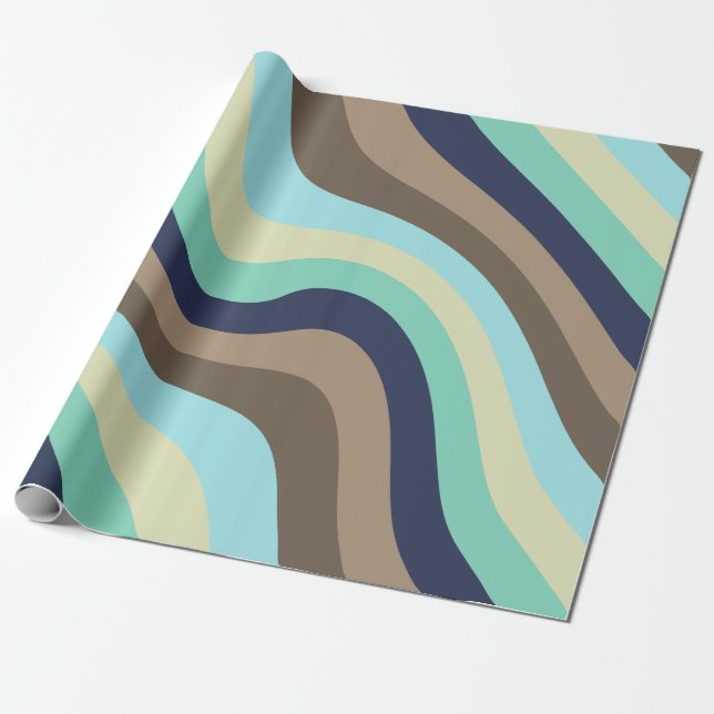 Waves of life mid-century modern smooth pastel abs wrapping paper (Unrolled)