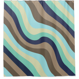 Waves of life mid-century modern smooth pastel  shower curtain