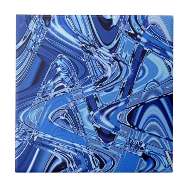 waves of roads in blue ceramic tile (Front)