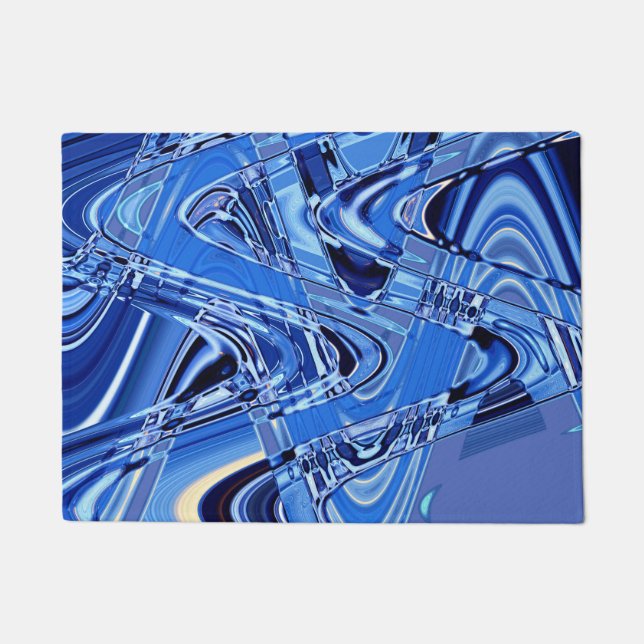 waves of roads in blue doormat (Front)