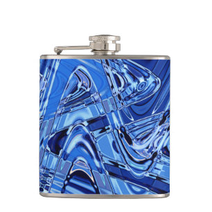 waves of roads in blue hip flask