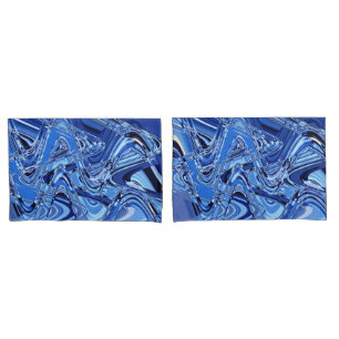 waves of roads in blue pillowcase