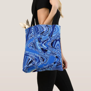 waves of roads in blue tote bag