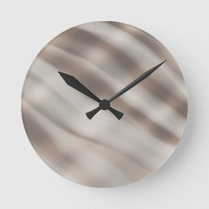 Waves of Taupe - Neutral Decor - Fluid Art  Round Clock