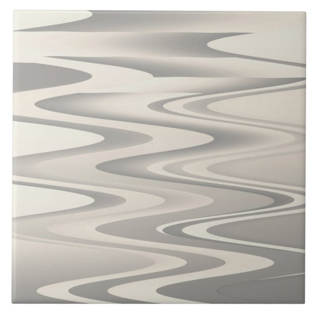 Waves of white shades texture ceramic tile (Front)