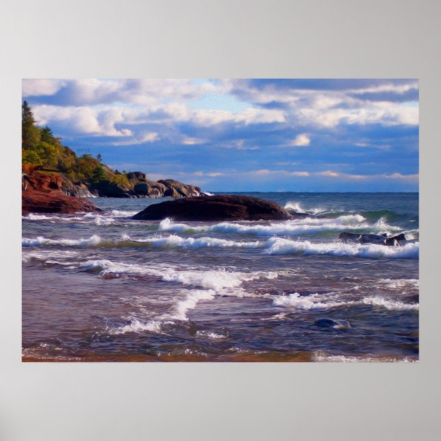 Waves On Lake Superior Poster (Front)
