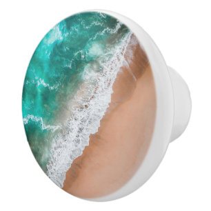 Waves on Sandy Beach Ceramic Knob