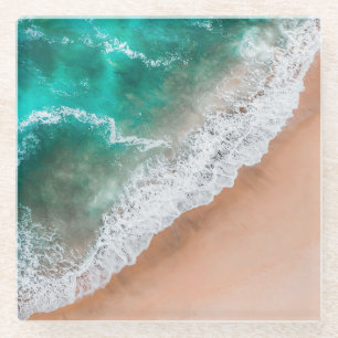 Waves on Sandy Beach  Glass Coaster