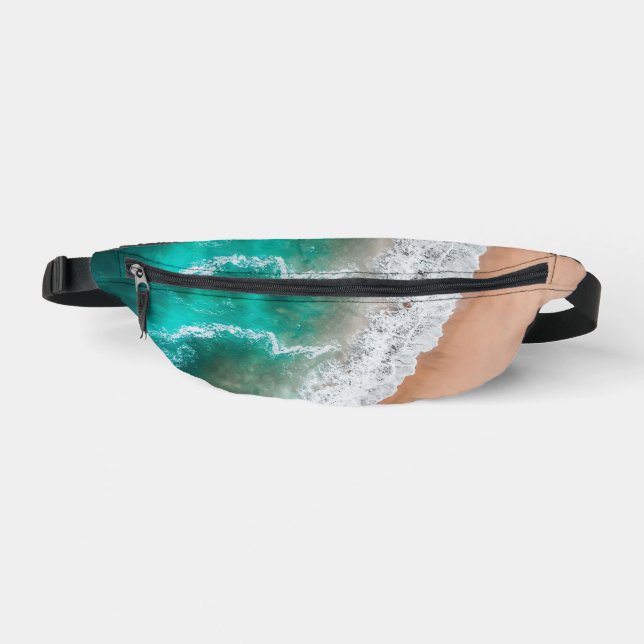 Waves on Sandy Beach Personal Bum Bags (Front)