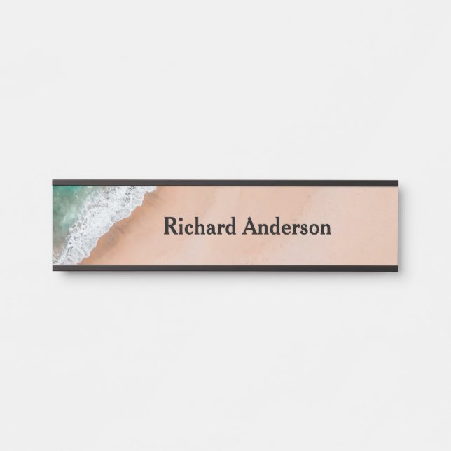 Waves on Sandy Beach Personal Door Sign (Front)