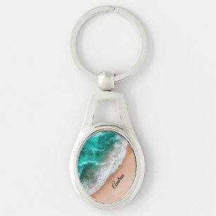 Waves on Sandy Beach Personal Key Ring