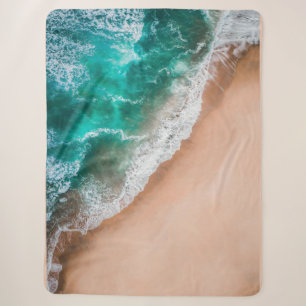 Waves on Sandy Beach  Sherpa Blanket