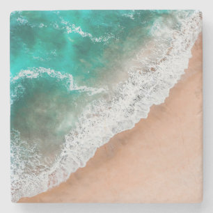 Waves on Sandy Beach Stone Coaster