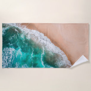 Waves on Sandy Beach Towel