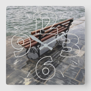 Waves on shore square wall clock
