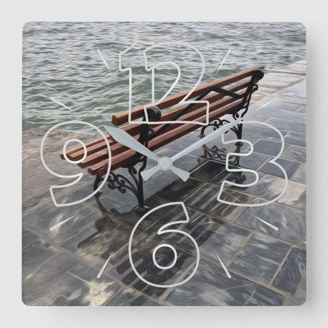 Waves on shore square wall clock (Front)
