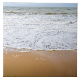 Waves on the beach ceramic photo tile