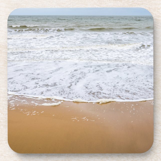 Waves on the beach hard plastic coasters (Front)