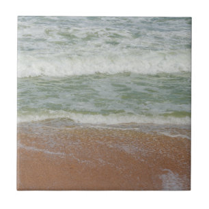Waves On the Beach Tropical Image Ceramic Tile