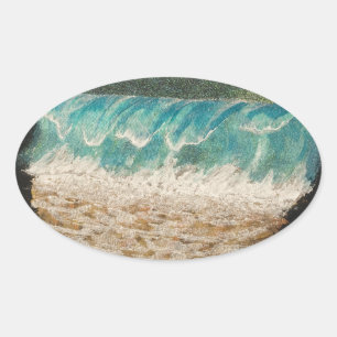 Waves Oval Sticker