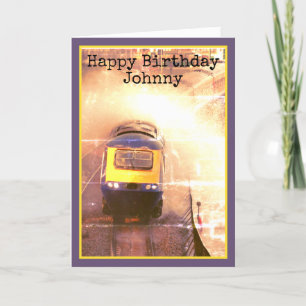 Waves over the train, happy birthday, personalized card