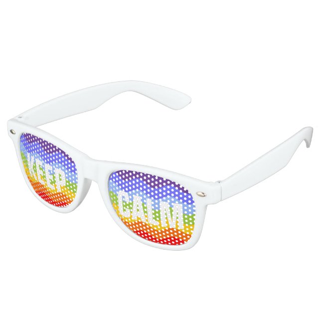 Waves Pattern - chakra rainbow colours + your text Retro Sunglasses (Angled)