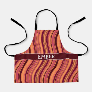 Waves Pink Brown Minimal Pattern Apron