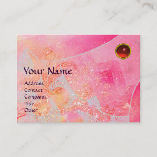 WAVES RUBY MONOGRAM, bright pink red purple blue Business Card