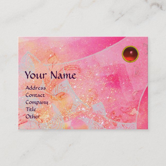 WAVES RUBY MONOGRAM, bright pink red purple blue Business Card (Front)