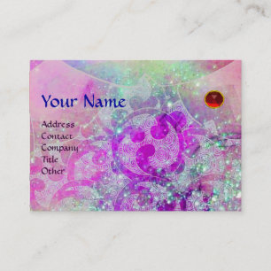 WAVES RUBY MONOGRAM, bright purple green blue pink Business Card
