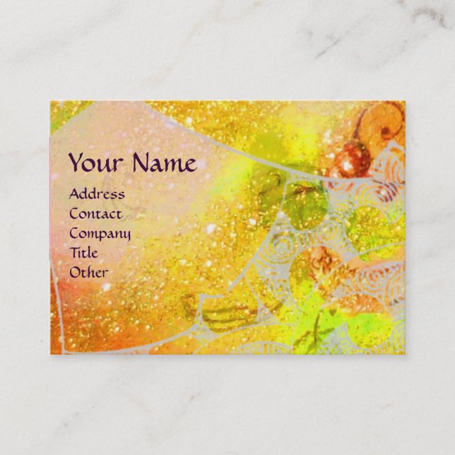 WAVES RUBY MONOGRAM, bright yellow blue purple Business Card (Front)