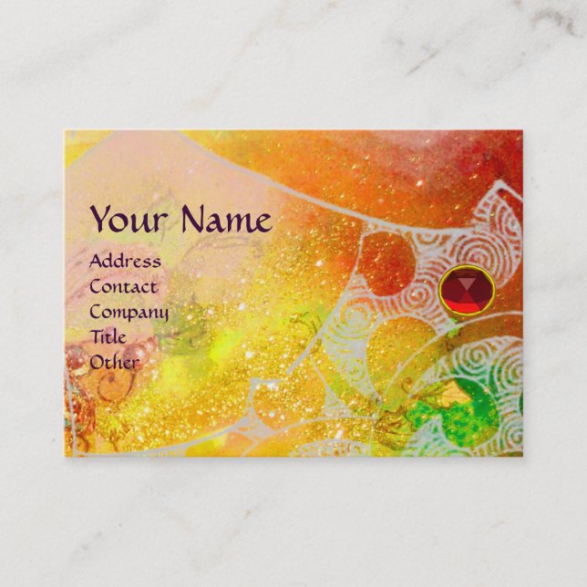 WAVES RUBY MONOGRAM, bright yellow brown blue Business Card (Front)
