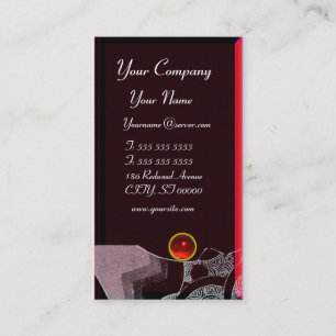 WAVES RUBY MONOGRAM,pink red black Business Card