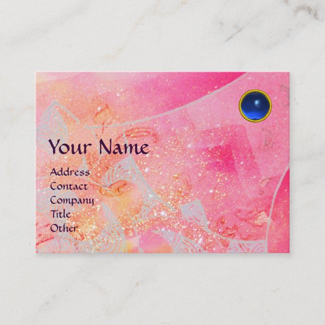 WAVES SAPPHIRE MONOGRAM,bright pink red green Business Card (Front)
