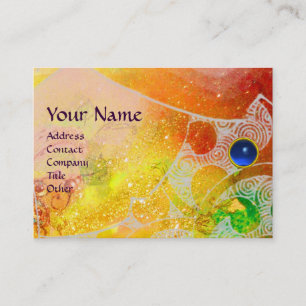 WAVES SAPPHIRE MONOGRAM, bright yellow brown blue Business Card