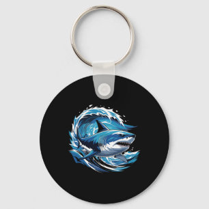 Waves Shark Surfing Sharks Key Ring
