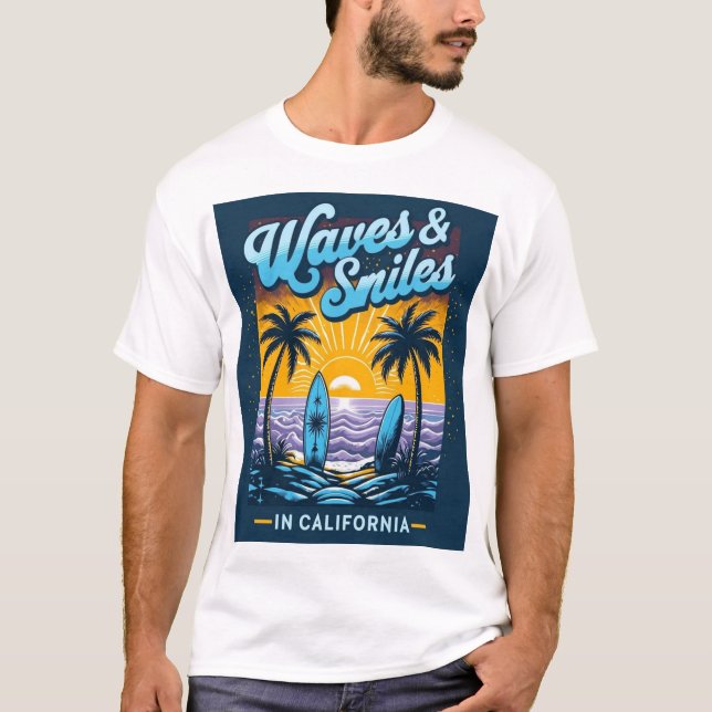 Waves & Smiles in California – Chill Beach Vibes T T-Shirt (Front)