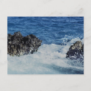 Waves Spashing On Coral Rock Postcards