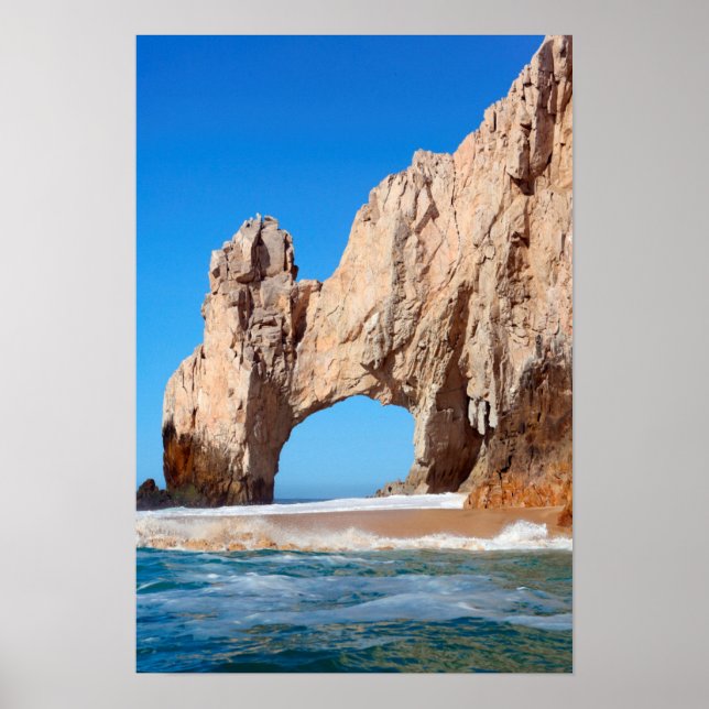 Waves Splashing On Rock Formations Poster (Front)