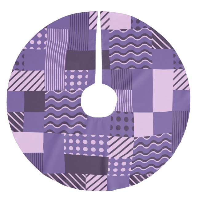 Waves Stripes Dots: Modern Seamless. Brushed Polyester Tree Skirt (Front)