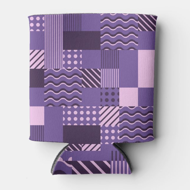 Waves Stripes Dots: Modern Seamless. Can Cooler (Front)