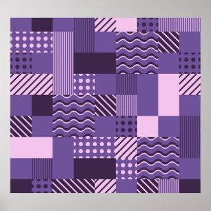 Waves Stripes Dots: Modern Seamless. Poster